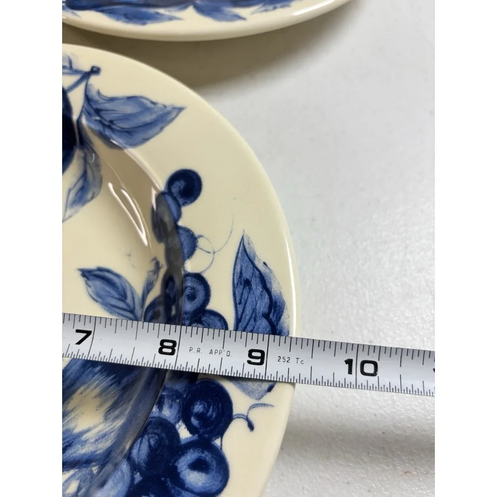 Pier 1 Melinda Cobalt Blue Fruit Earthenware Soup/Salad Bowls 9.3